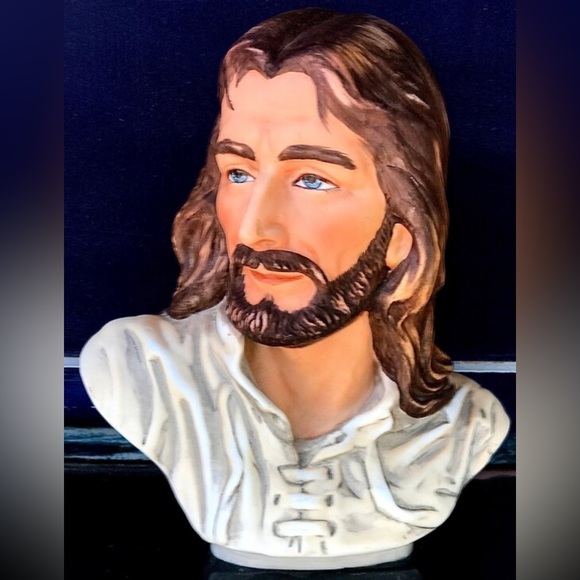Vintage 1983 Antique 8" HOMCO Masterpiece Figural Ceramic JESUS CHRIST Bust - Picture 2 of 10
